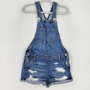 American Eagle Overalls Womens Small Blue Tomgirl Shortall Shorts Distressed